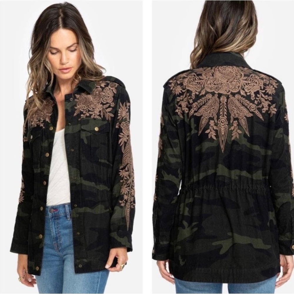 NEW NWOT JOHNNY WAS Miloqui embroidered corduroy military jacket size PXS